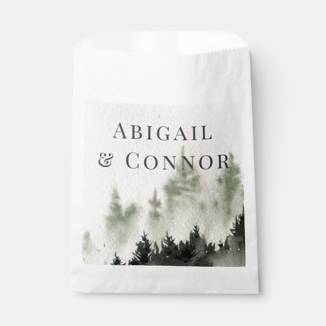 Evergreen Mountain Mist Rustic Winter White Gray Favor Bag (Front)