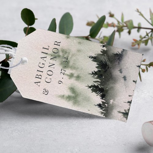 Evergreen Mountain Mist Rustic Winter White Gray Gift Tags