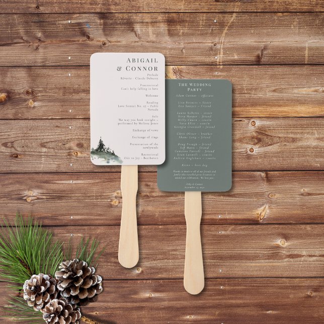 Evergreen Mountain Mist Rustic Winter White Gray P Hand Fan (Creator Uploaded)