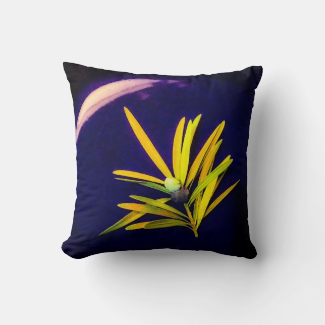 Evergreen on Blue Throw Pillow (Front)