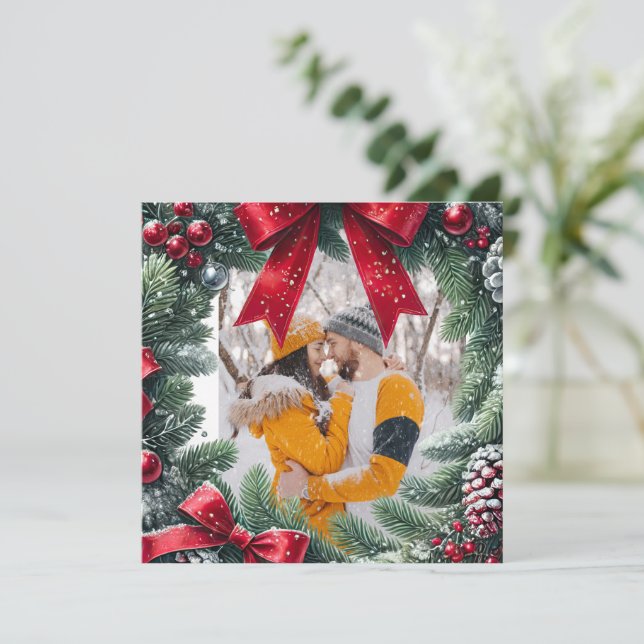 Evergreen Photo border for Christmas Holiday Card (Standing Front)