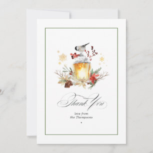 Evergreen Pine and Holly Winter Wedding Thank You Card