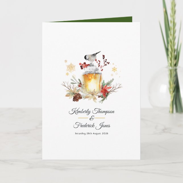 Evergreen Pine and Spruce Winter Wedding Charm Program (Front)
