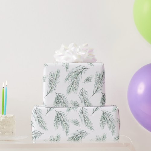 Evergreen Pine Branch Pattern Wrapping Paper