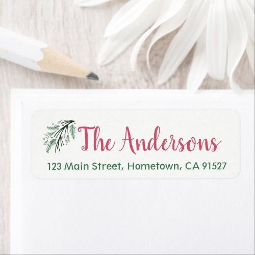 Evergreen Pine Branch Return Address Labels