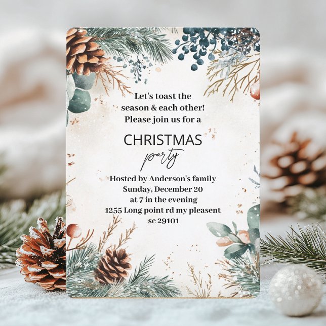 Evergreen Pine Christmas Party Invitation (Creator Uploaded)