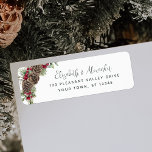Evergreen Pine Christmas Wedding Return Address Label<br><div class="desc">Perfect for winter weddings and holiday mail, these elegant return address labels feature a rustic woodland winter evergreen bouquet with watercolor greenery sprigs and pine cones, accented with burgundy red holly berries. Find matching products in the collection, and feel free to message me through Zazzle Chat if you need design...</div>