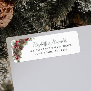 Evergreen Pine Christmas Wedding Return Address Label