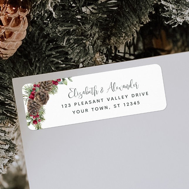 Evergreen Pine Christmas Wedding Return Address Label (Creator Uploaded)