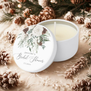 Evergreen pine cones Bridal shower guests Mini Candle Favors