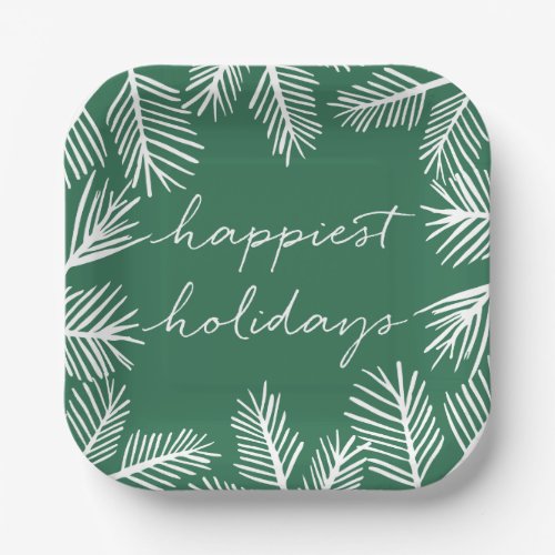 Evergreen Pine Green Christmas Holiday Paper Plates