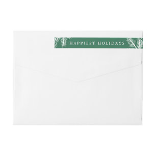 Evergreen Pine Green Holiday Return Address Wrap Around Label