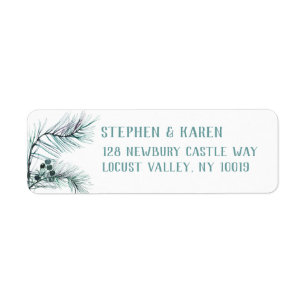 Evergreen Pine Needles Elegant Return Address Label