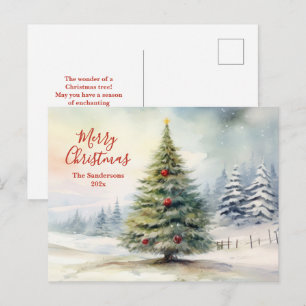 Evergreen Pine Tree Vintage Christmas Postcard