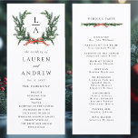 Evergreen Pine Wreath Wedding Ceremony Program<br><div class="desc">This wedding ceremony program features a watercolor evergreen pine garland with monograms and wedding party details on the back. For more advanced customization of this design,  please click the DESIGN TOOL BUTTON. Matching items are also available.</div>