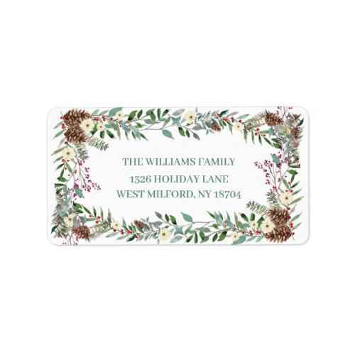 Evergreen Pinecone Floral Christmas Address Label