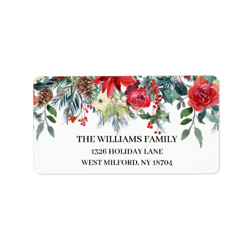 Evergreen Pinecone Floral Christmas Address Label