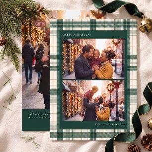 Evergreen Plaid Two Photo Christmas Card