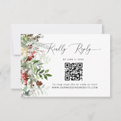 Evergreen QR Code Wedding RSVP Card
