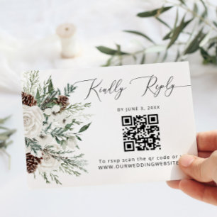 Evergreen QR Code Wedding RSVP Card