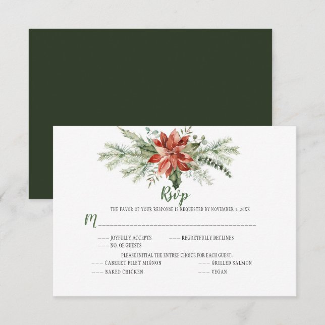 Evergreen Red Poinsettia Garland Christmas RSVP (Front/Back)