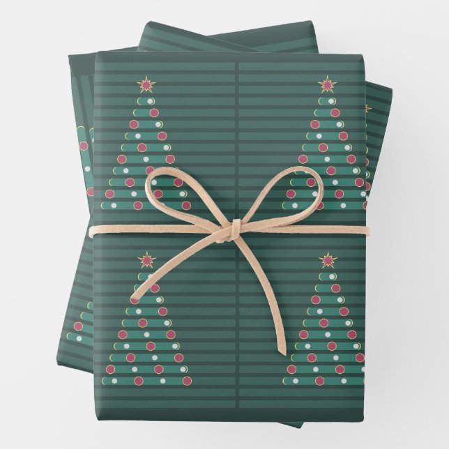 Evergreen Rhythm Wrapping Paper Sheets (In situ)