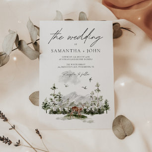 Evergreen Rustic Mountain Forest Boho Wedding Invitation