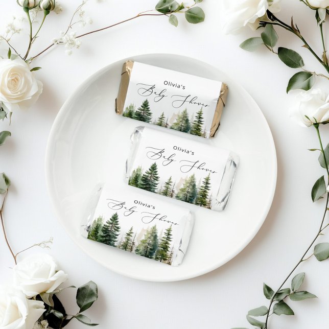 Evergreen rustic woodland Baby shower Hershey's Miniatures (Creator Uploaded)
