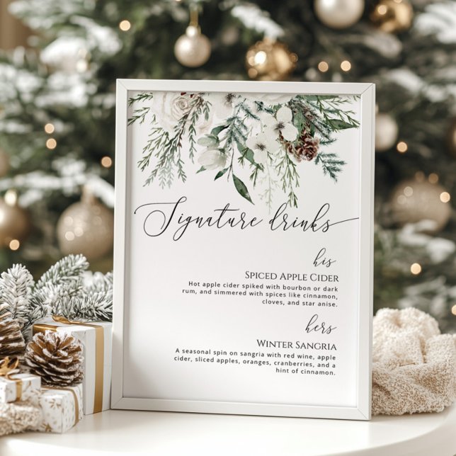 Evergreen Signature drinks winter wedding Poster (Creator Uploaded)