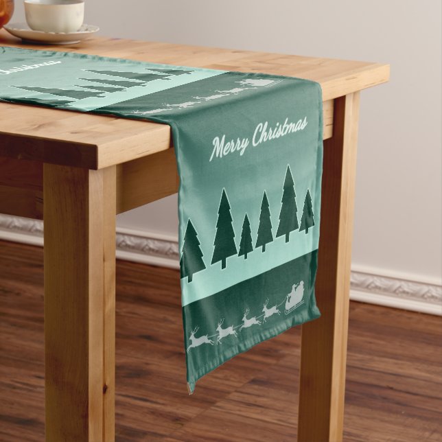 Evergreen Sleigh Holiday Table Glow Long Table Runner (In Situ)