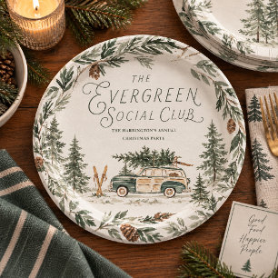 Evergreen Social Club Christmas Party Paper Plates