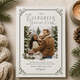 Evergreen Social Club Christmas Photo Letterpress Photo Cards