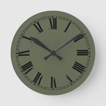 Evergreen Solid Color Round Clock by BlackBrookHome at Zazzle