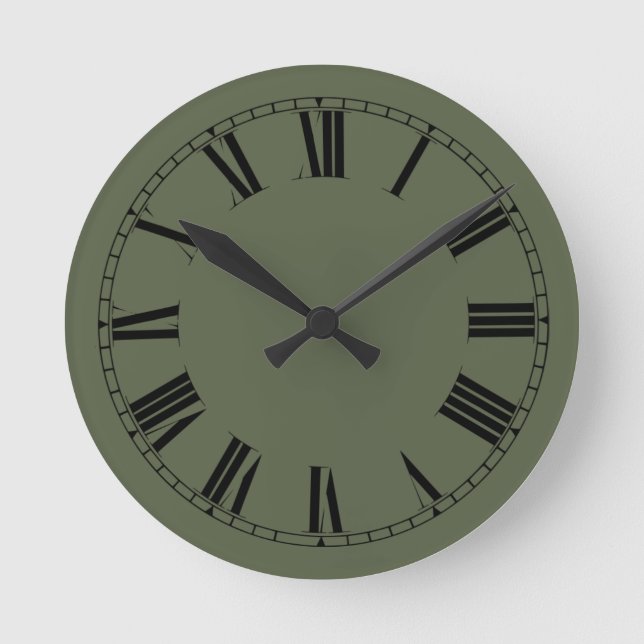 Evergreen Solid Color Round Clock (Front)
