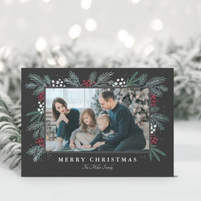 Evergreen Spray Christmas Photo Card (Creator Uploaded)