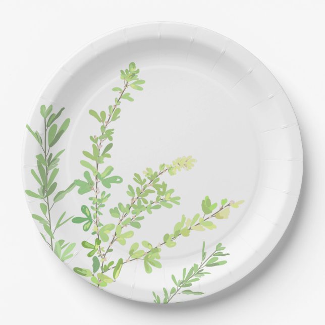 Evergreen springs Nature Greenery Paper Plates (Front)