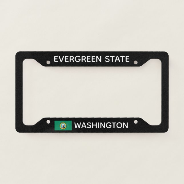 Evergreen State Flag of Washington  License Plate Frame (Front)