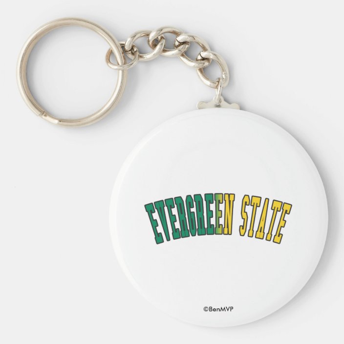 Evergreen State in State Flag Colors Key Chain