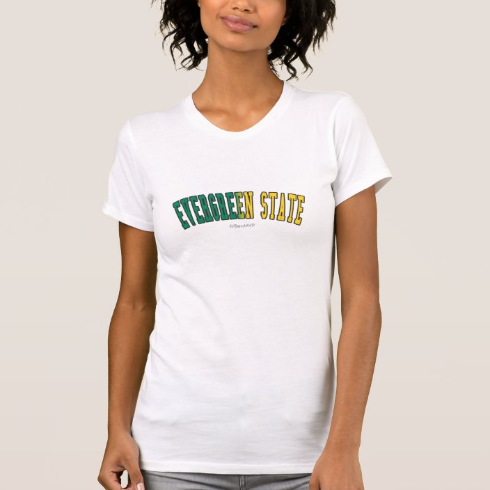 Evergreen State in State Flag Colors Tshirt