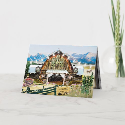 Evergreen Summer Barn Thank you Card 5x7