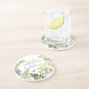 Evergreen Summer Garden Bridal Shower Coaster