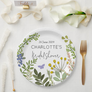 Evergreen Summer Garden Bridal Shower Paper Plates