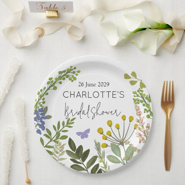 Evergreen Summer Garden Bridal Shower  Paper Plates (Wedding)