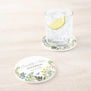 Evergreen Summer Garden Wedding Coaster