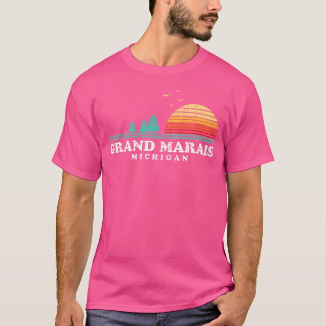 Evergreen Sunset Grand Marais Forest Michigan Wood T-Shirt (Front)