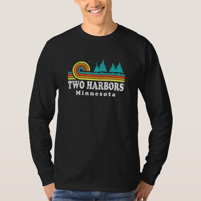 Evergreen Sunset Two Harbors Forest Minnesota Wood T-Shirt (Front)