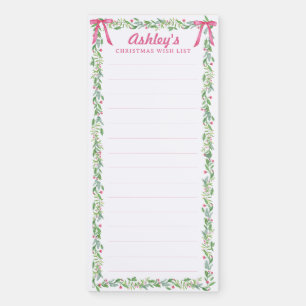 Evergreen Swag w/ Bows Wish List Magnetic Notepad