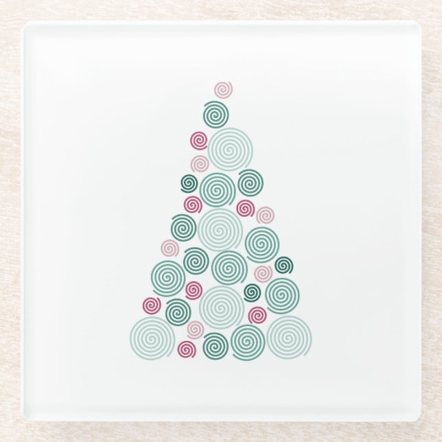 Evergreen Swirl Glass Coaster (Front)