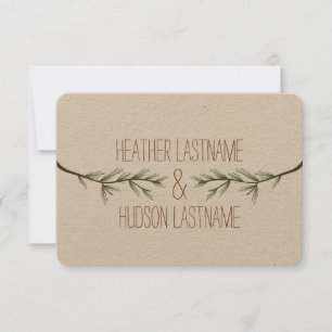 Evergreen Tree Branches Wedding Save The Date