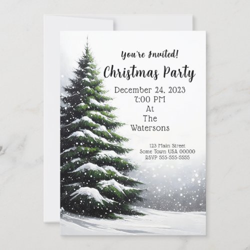 Evergreen Tree Christmas Party Invitation 